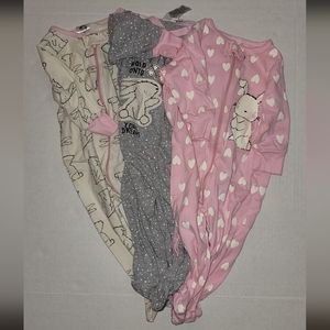 Gerber 3 6 month footie pajamas bunny rabbit polka dots hearts zipper Easter pjs